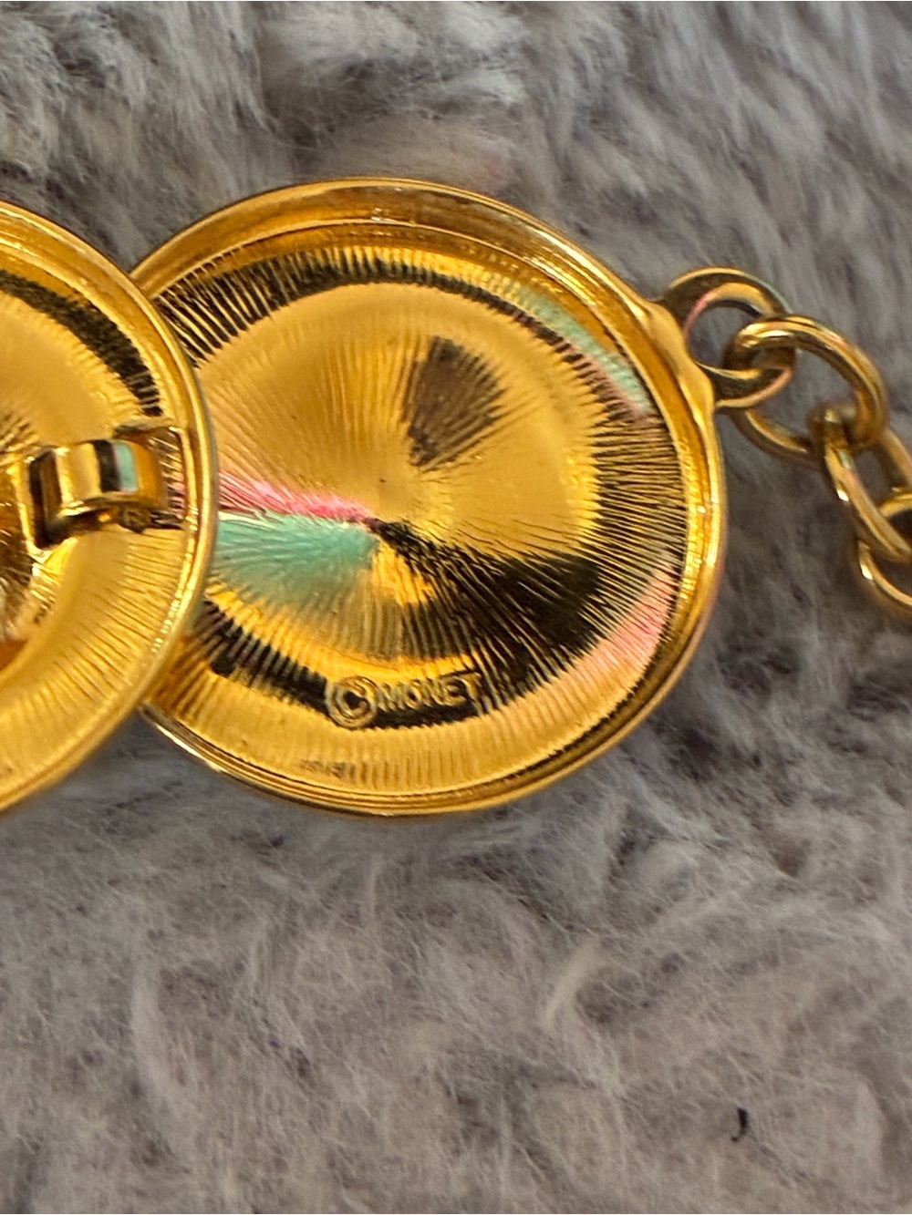 Monet Shiny Gold Disc Necklace with Matching Stud Earrings - Picture 2 of 7